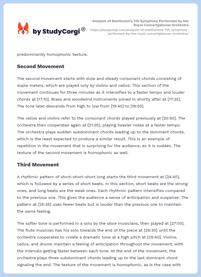 Analysis of Beethoven’s 7th Symphony Performed by the Royal Concertgebouw Orchestra. Page 2