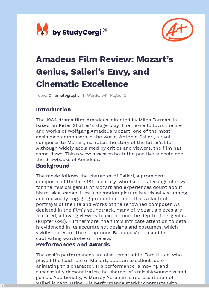 Amadeus Film Review: Mozart’s Genius, Salieri’s Envy, and Cinematic Excellence. Page 1
