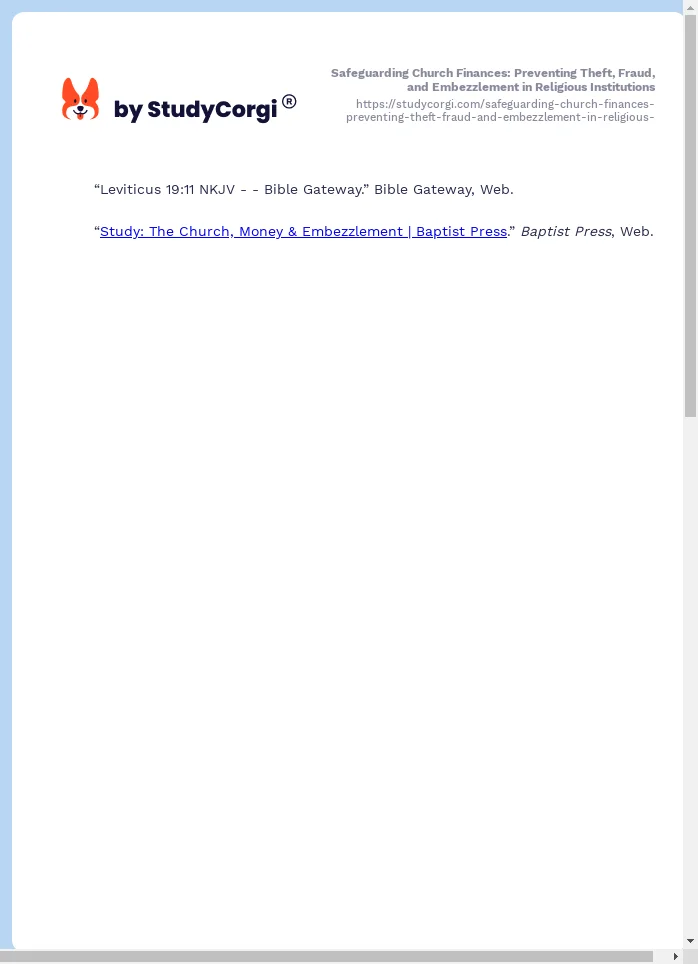 Safeguarding Church Finances: Preventing Theft, Fraud, and Embezzlement in Religious Institutions. Page 2