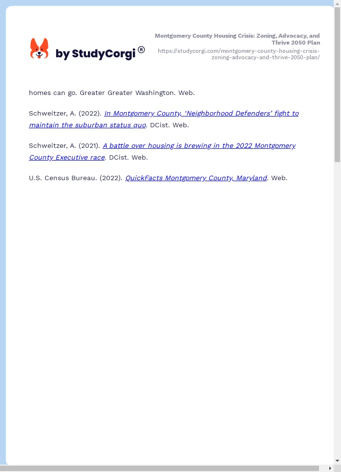 Montgomery County Housing Crisis: Zoning, Advocacy, and Thrive 2050 Plan. Page 2