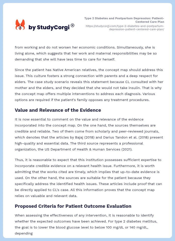 Type 2 Diabetes and Postpartum Depression: Patient-Centered Care Plan. Page 2