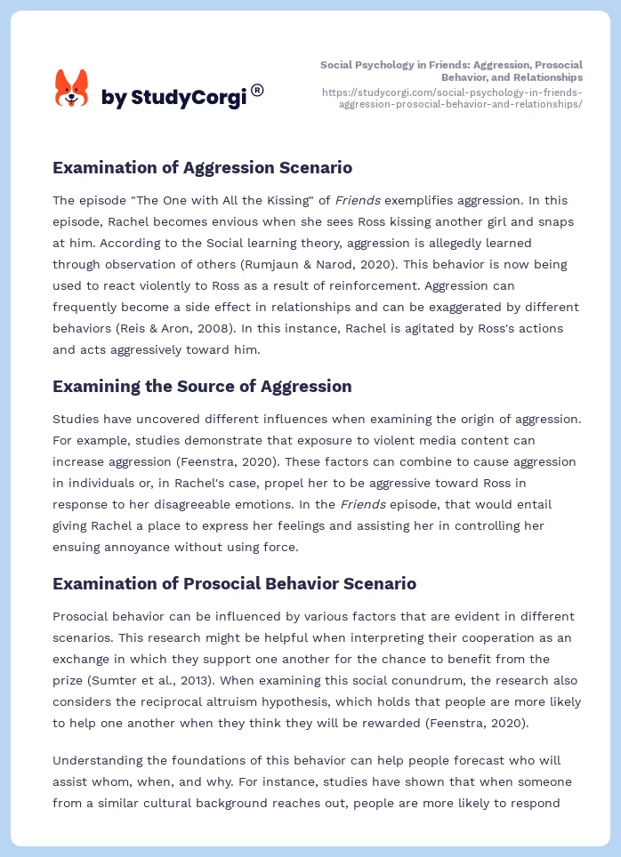 Social Psychology in Friends: Aggression, Prosocial Behavior, and Relationships. Page 2