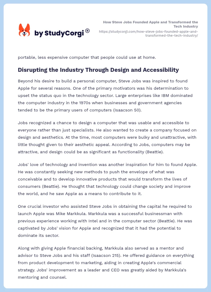 How Steve Jobs Founded Apple and Transformed the Tech Industry. Page 2