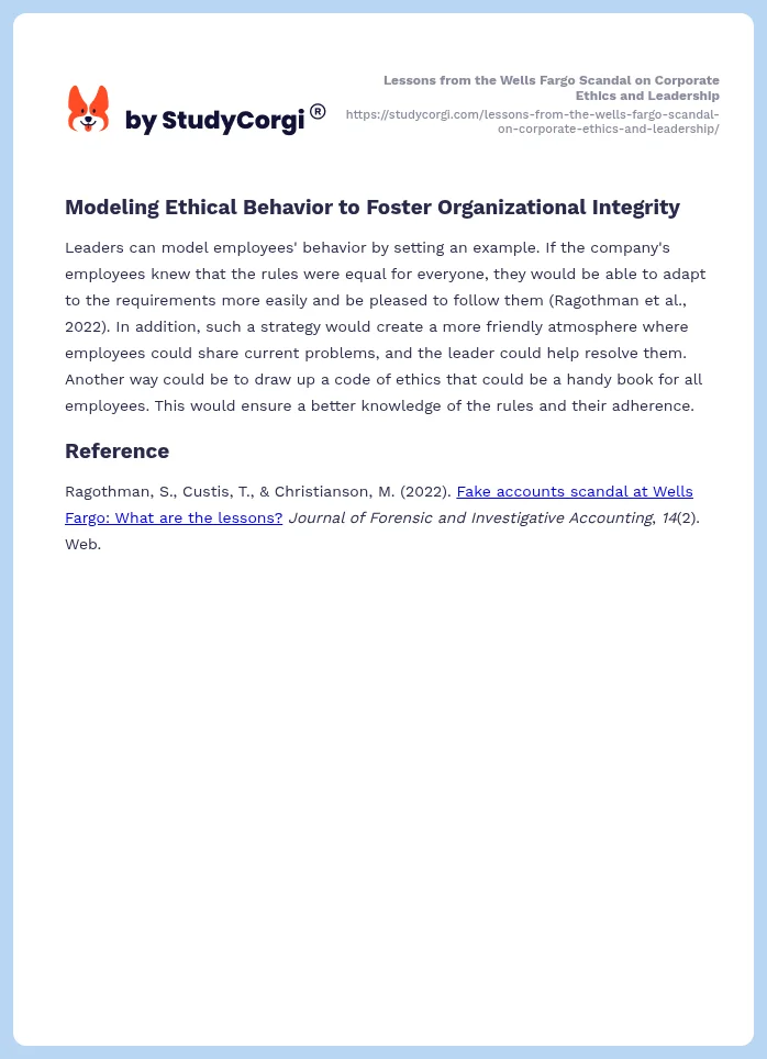 Lessons from the Wells Fargo Scandal on Corporate Ethics and Leadership. Page 2