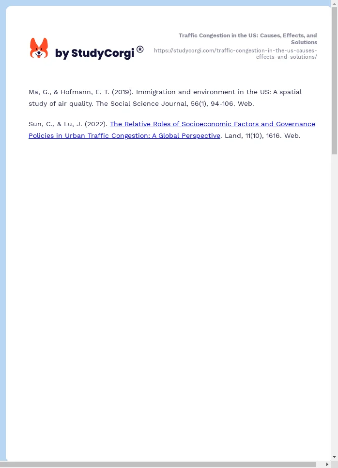 Traffic Congestion in the US: Causes, Effects, and Solutions. Page 2