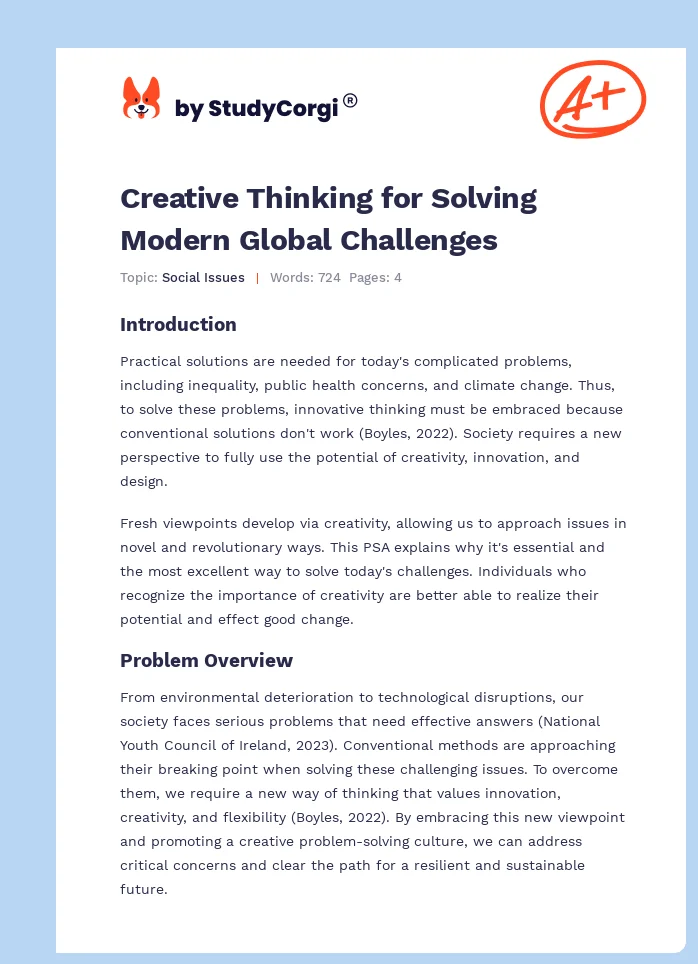 Creative Thinking for Solving Modern Global Challenges. Page 1