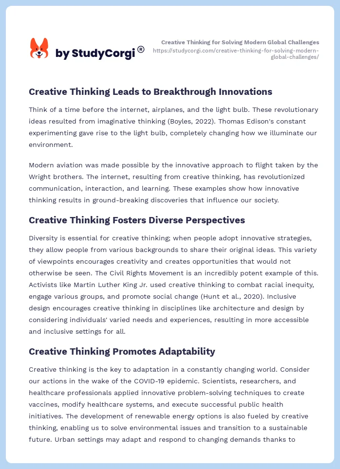 Creative Thinking for Solving Modern Global Challenges. Page 2
