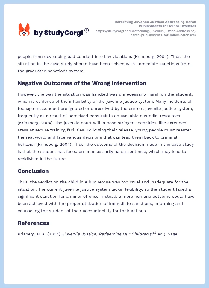 Reforming Juvenile Justice: Addressing Harsh Punishments for Minor Offenses. Page 2