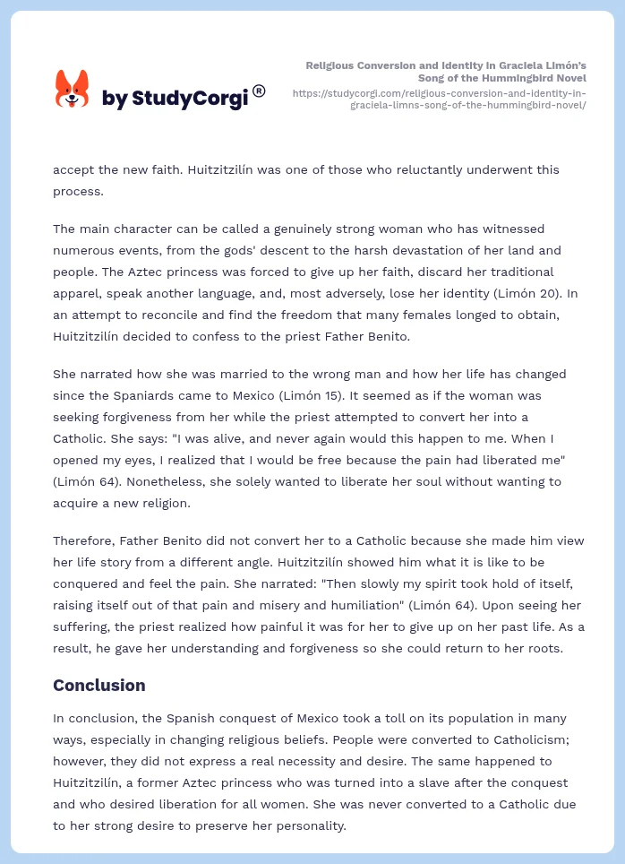 Religious Conversion and Identity in Graciela Limón’s Song of the Hummingbird Novel. Page 2
