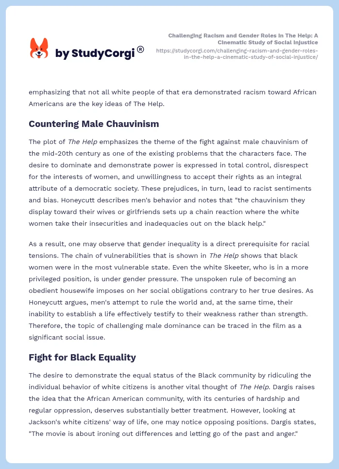 Challenging Racism and Gender Roles in The Help: A Cinematic Study of Social Injustice. Page 2