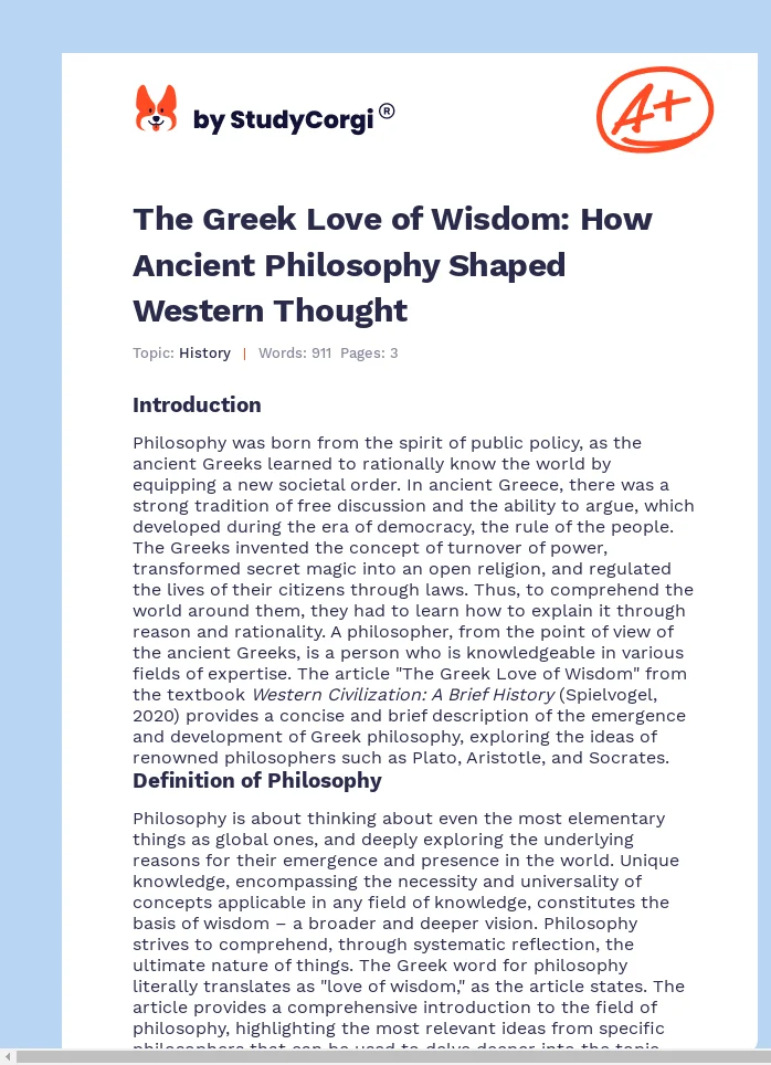 The Greek Love of Wisdom: How Ancient Philosophy Shaped Western Thought. Page 1