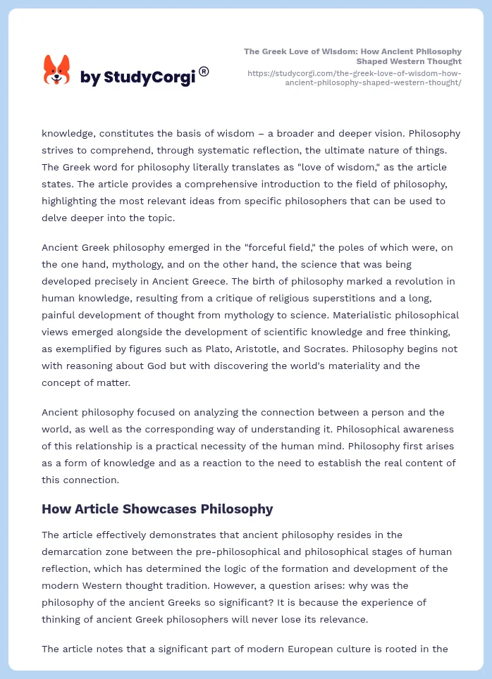 The Greek Love of Wisdom: How Ancient Philosophy Shaped Western Thought. Page 2