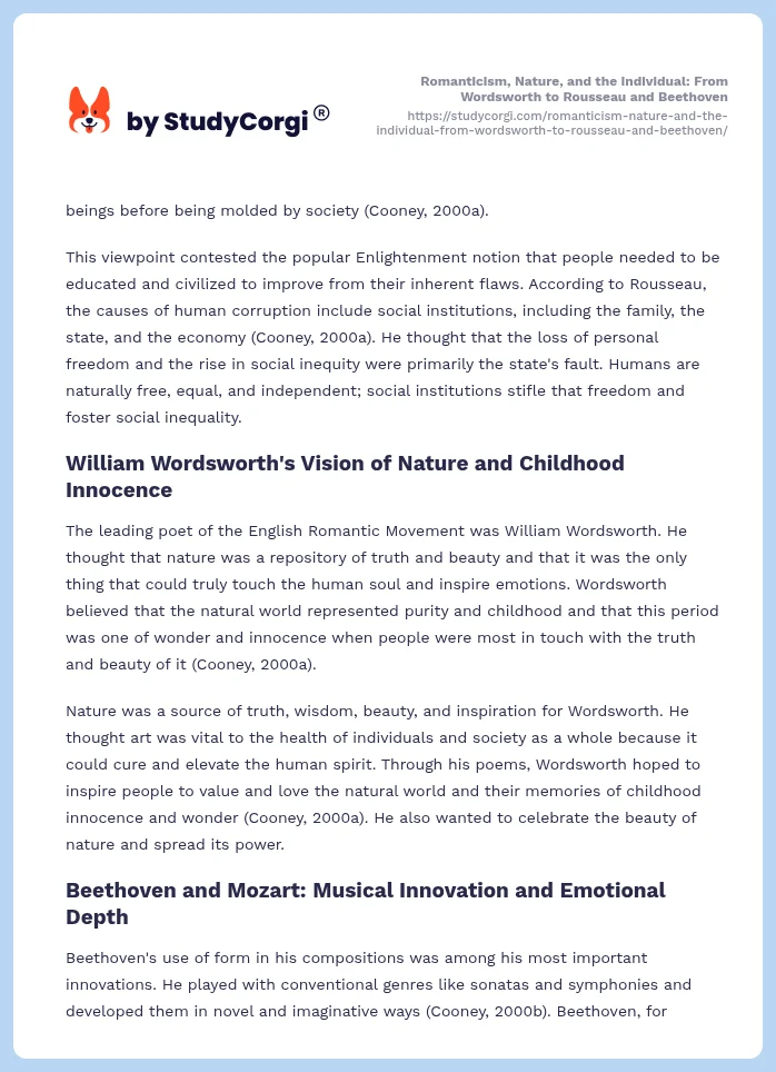 Romanticism, Nature, and the Individual: From Wordsworth to Rousseau and Beethoven. Page 2