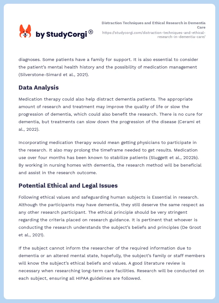 Distraction Techniques and Ethical Research in Dementia Care. Page 2