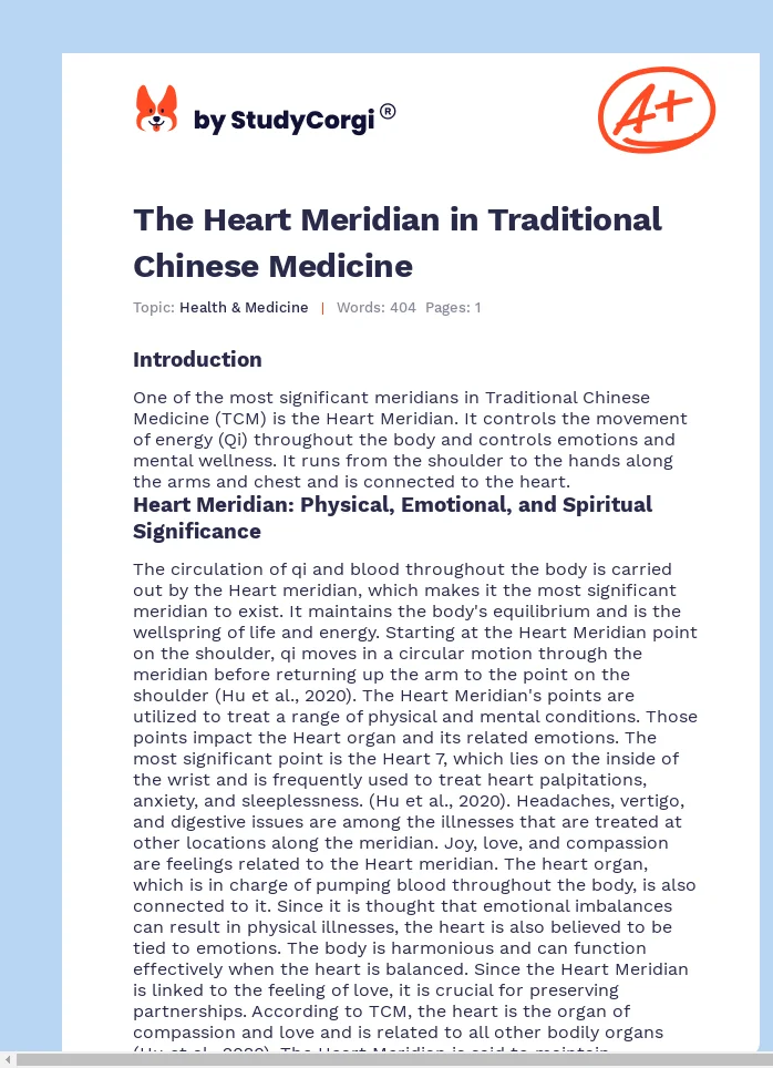 The Heart Meridian in Traditional Chinese Medicine. Page 1