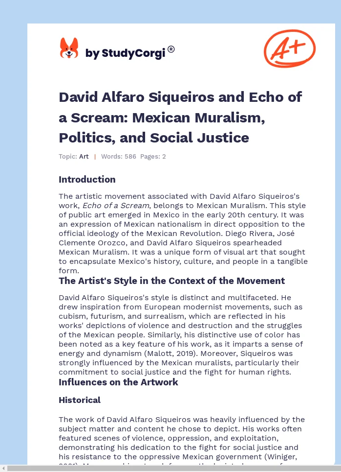 David Alfaro Siqueiros and Echo of a Scream: Mexican Muralism, Politics, and Social Justice. Page 1