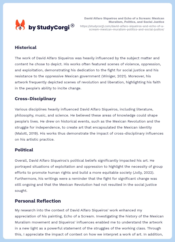 David Alfaro Siqueiros and Echo of a Scream: Mexican Muralism, Politics, and Social Justice. Page 2