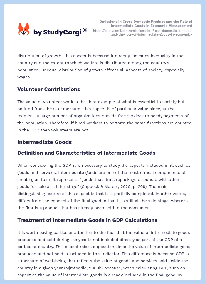 Omissions in Gross Domestic Product and the Role of Intermediate Goods in Economic Measurement. Page 2