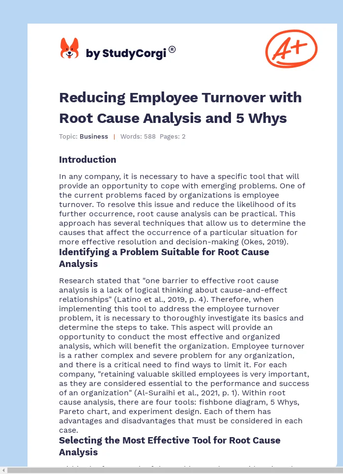 Reducing Employee Turnover with Root Cause Analysis and 5 Whys. Page 1