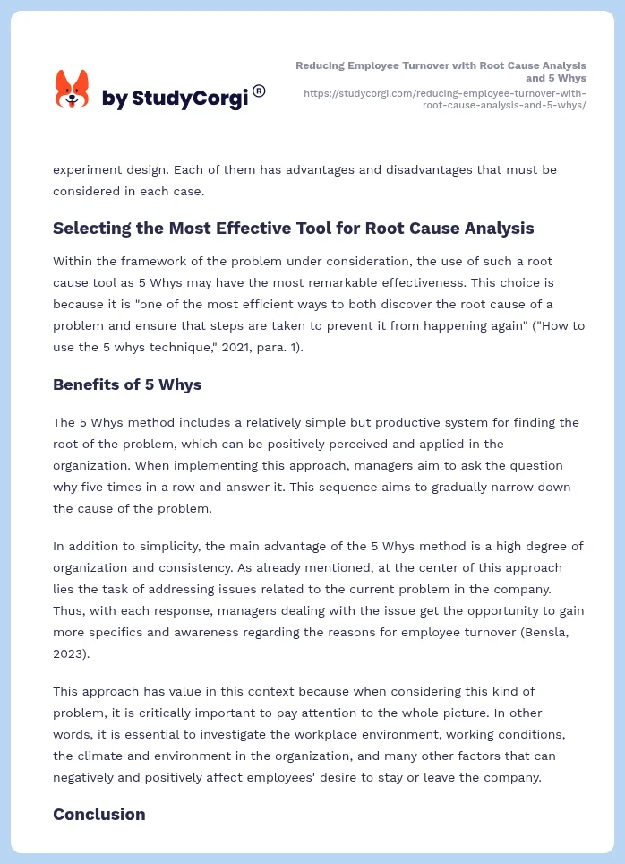 Reducing Employee Turnover with Root Cause Analysis and 5 Whys. Page 2