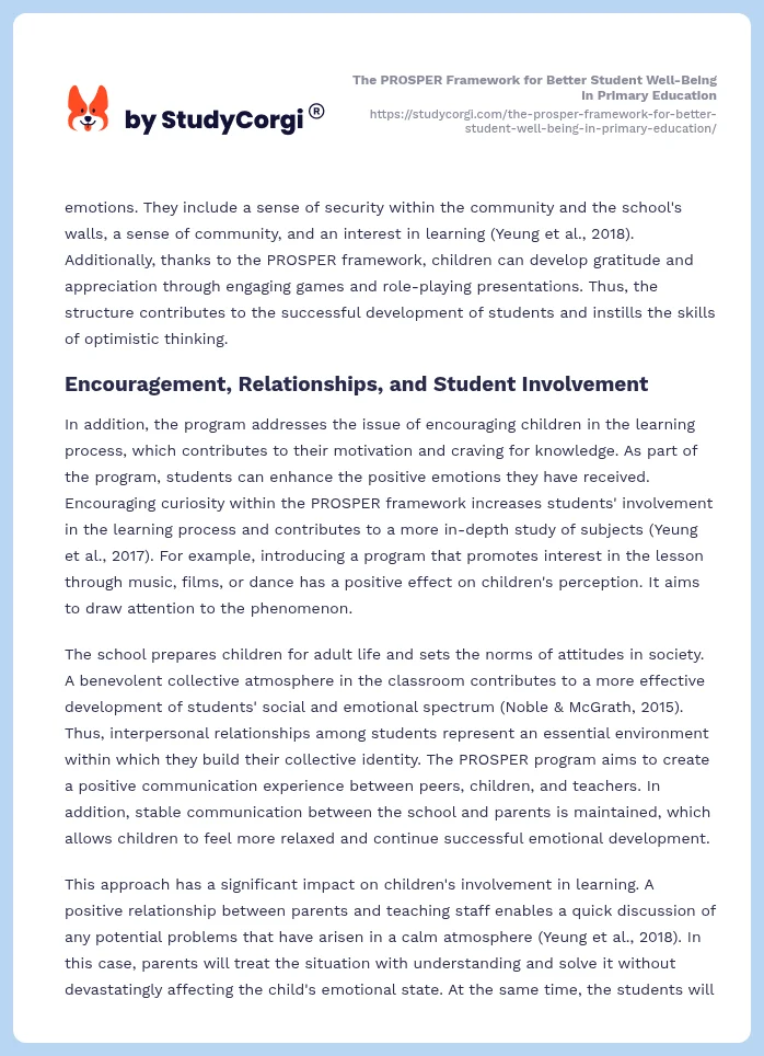 The PROSPER Framework for Better Student Well-Being in Primary Education. Page 2