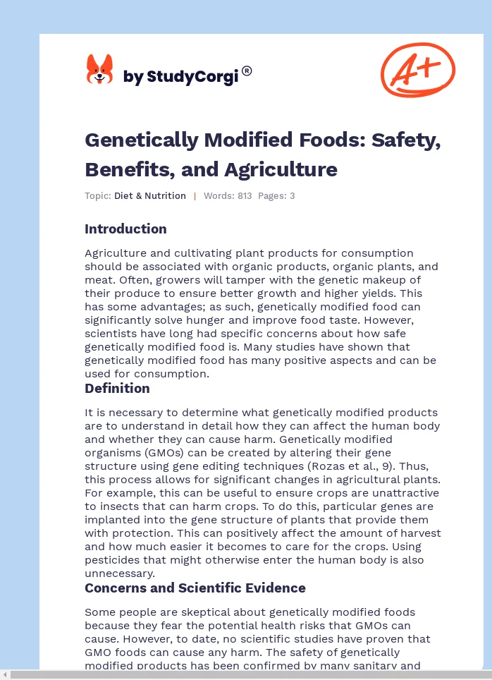 Genetically Modified Foods: Safety, Benefits, and Agriculture. Page 1