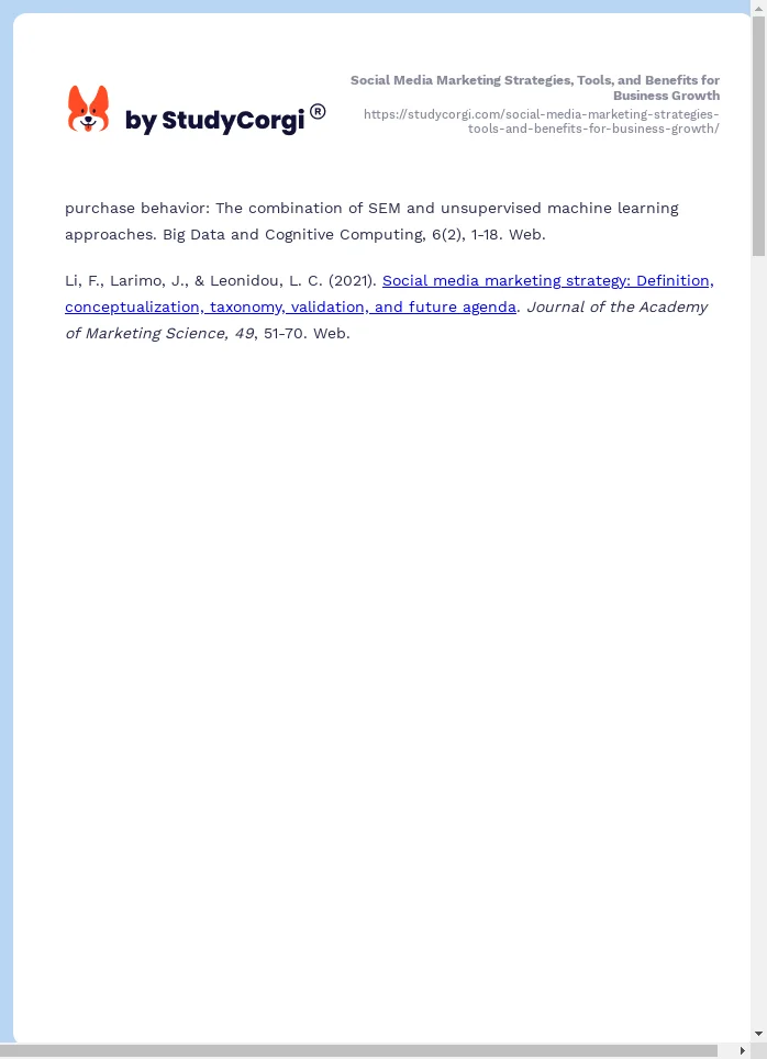 Social Media Marketing Strategies, Tools, and Benefits for Business Growth. Page 2