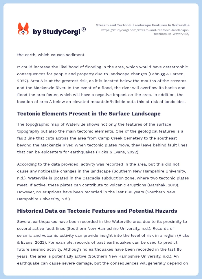 Stream and Tectonic Landscape Features in Waterville. Page 2