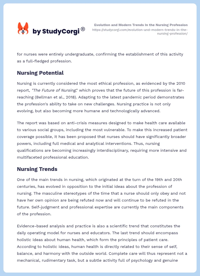 Evolution and Modern Trends in the Nursing Profession. Page 2