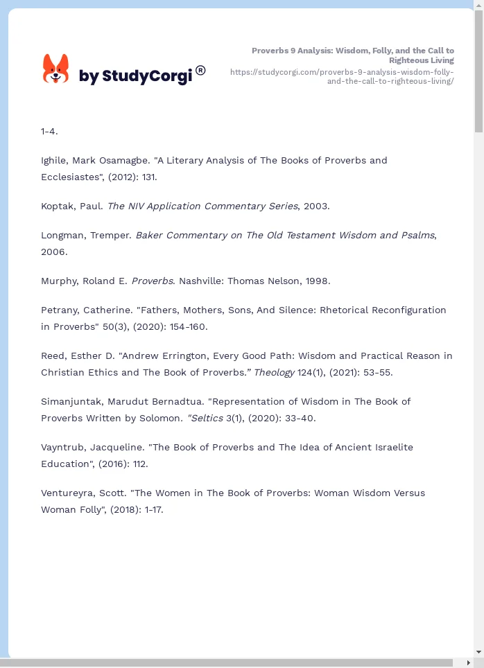 Proverbs 9 Analysis: Wisdom, Folly, and the Call to Righteous Living. Page 2