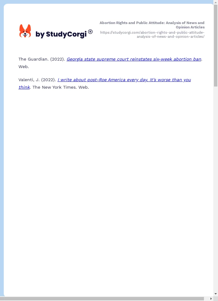 Abortion Rights and Public Attitude: Analysis of News and Opinion Articles. Page 2