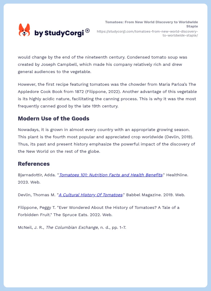 Tomatoes: From New World Discovery to Worldwide Staple. Page 2