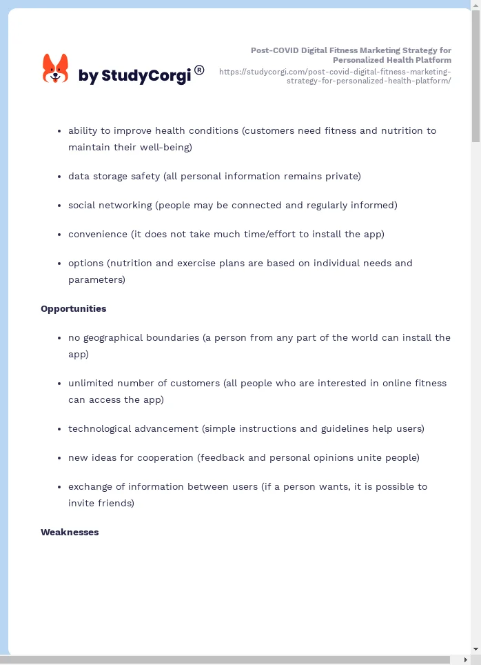 Post-COVID Digital Fitness Marketing Strategy for Personalized Health Platform. Page 2