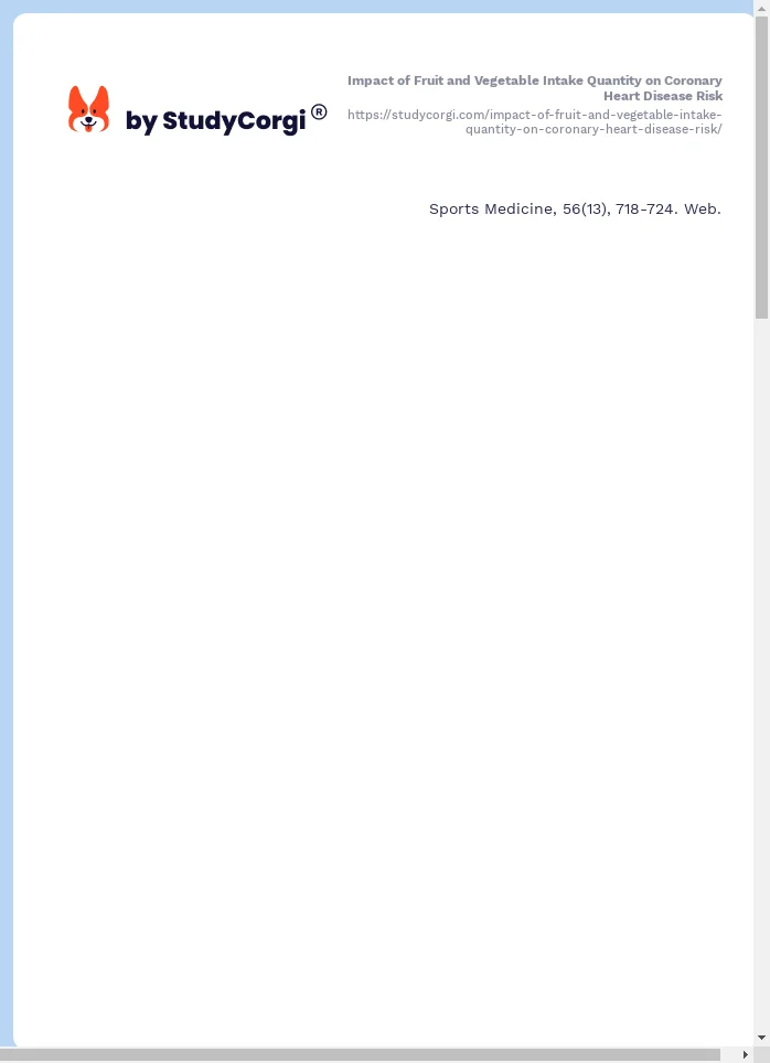 Impact of Fruit and Vegetable Intake Quantity on Coronary Heart Disease Risk. Page 2