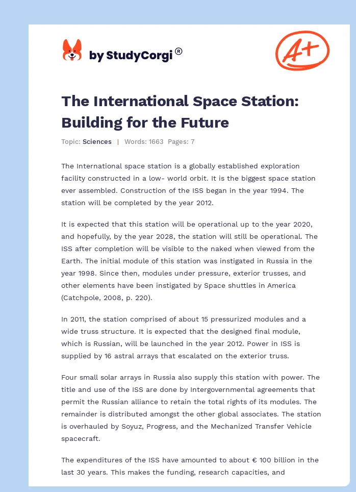 The International Space Station: Building for the Future. Page 1