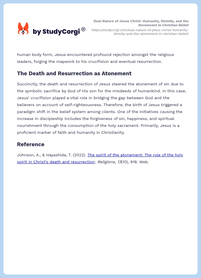 Dual Nature of Jesus Christ: Humanity, Divinity, and the Atonement in Christian Belief. Page 2