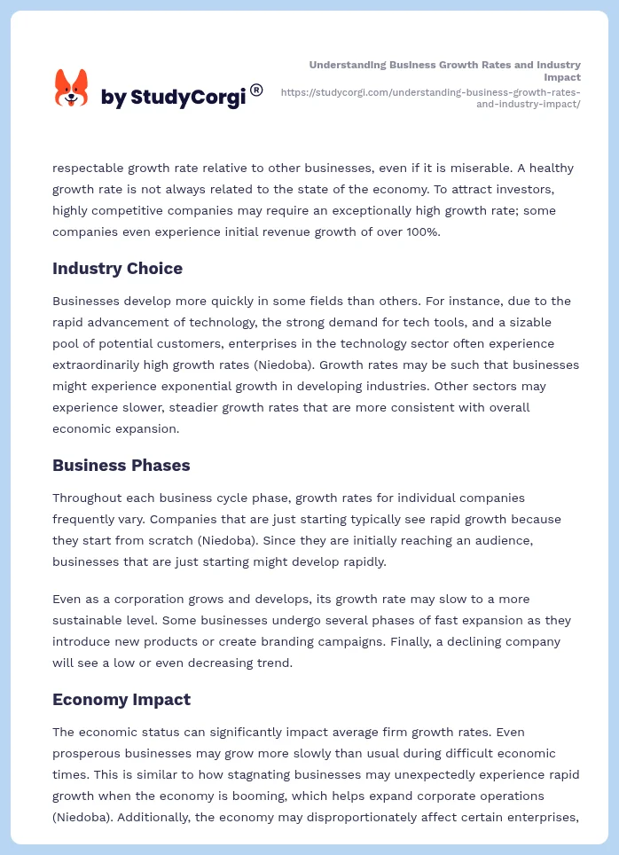Understanding Business Growth Rates and Industry Impact. Page 2