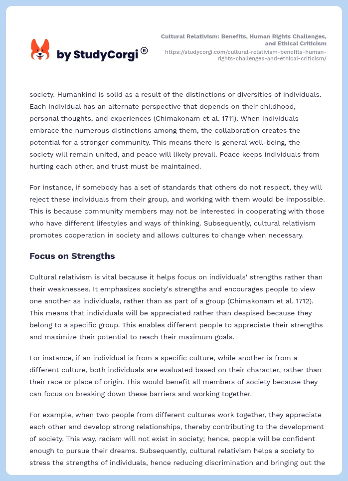 Cultural Relativism: Benefits, Human Rights Challenges, and Ethical Criticism. Page 2