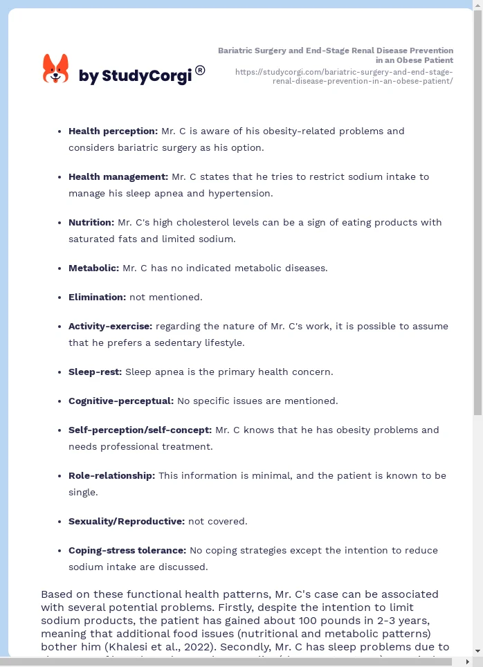Bariatric Surgery and End-Stage Renal Disease Prevention in an Obese Patient. Page 2