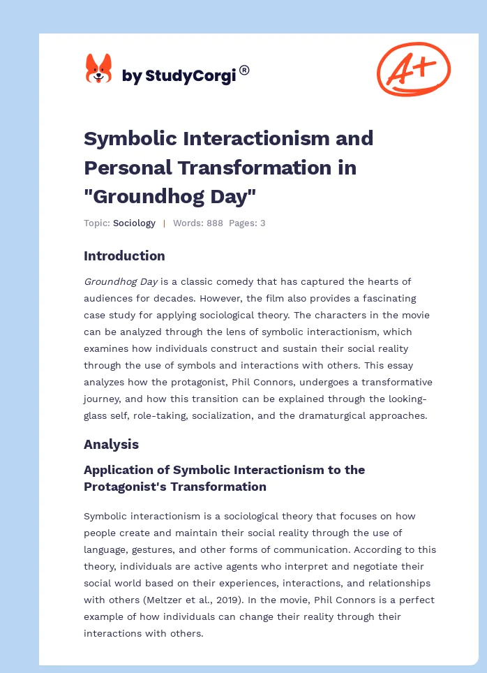 Symbolic Interactionism and Personal Transformation in "Groundhog Day". Page 1