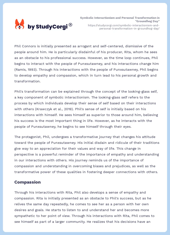 Symbolic Interactionism and Personal Transformation in "Groundhog Day". Page 2