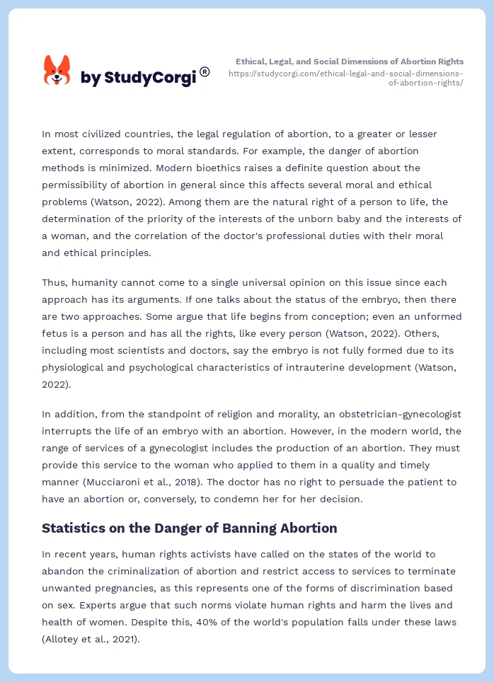 Ethical, Legal, and Social Dimensions of Abortion Rights. Page 2