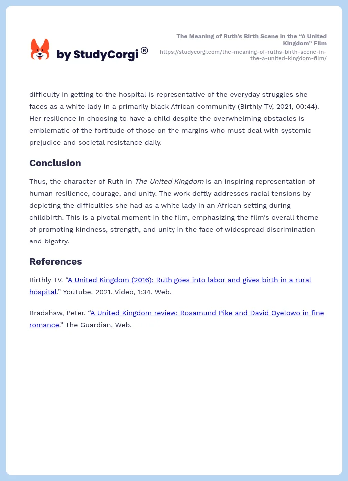 The Meaning of Ruth’s Birth Scene in the “A United Kingdom” Film. Page 2
