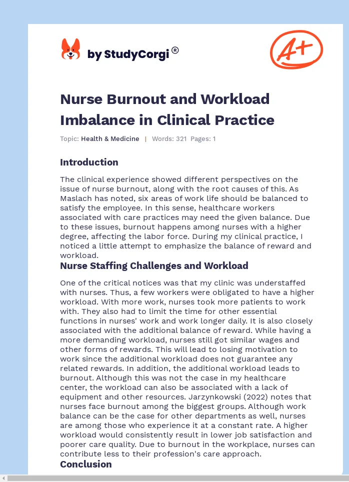 Nurse Burnout and Workload Imbalance in Clinical Practice. Page 1