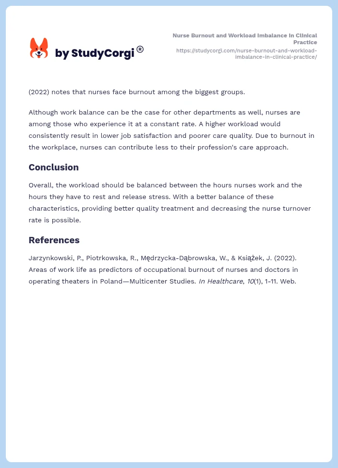 Nurse Burnout and Workload Imbalance in Clinical Practice. Page 2