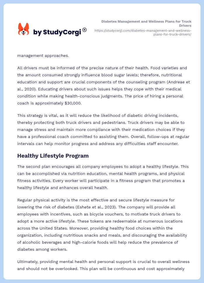 Diabetes Management and Wellness Plans for Truck Drivers. Page 2