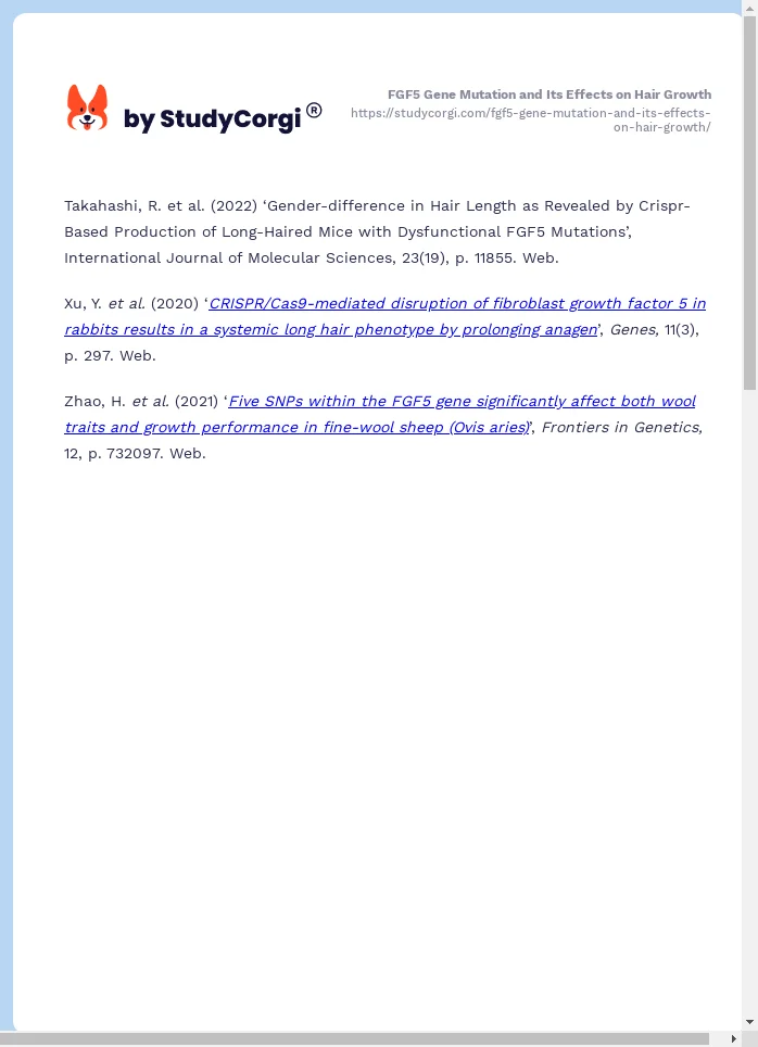 FGF5 Gene Mutation and Its Effects on Hair Growth. Page 2