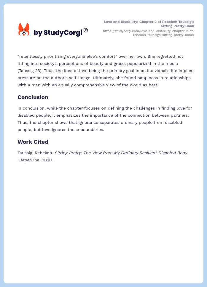 Love and Disability: Chapter 2 of Rebekah Taussig’s Sitting Pretty Book. Page 2