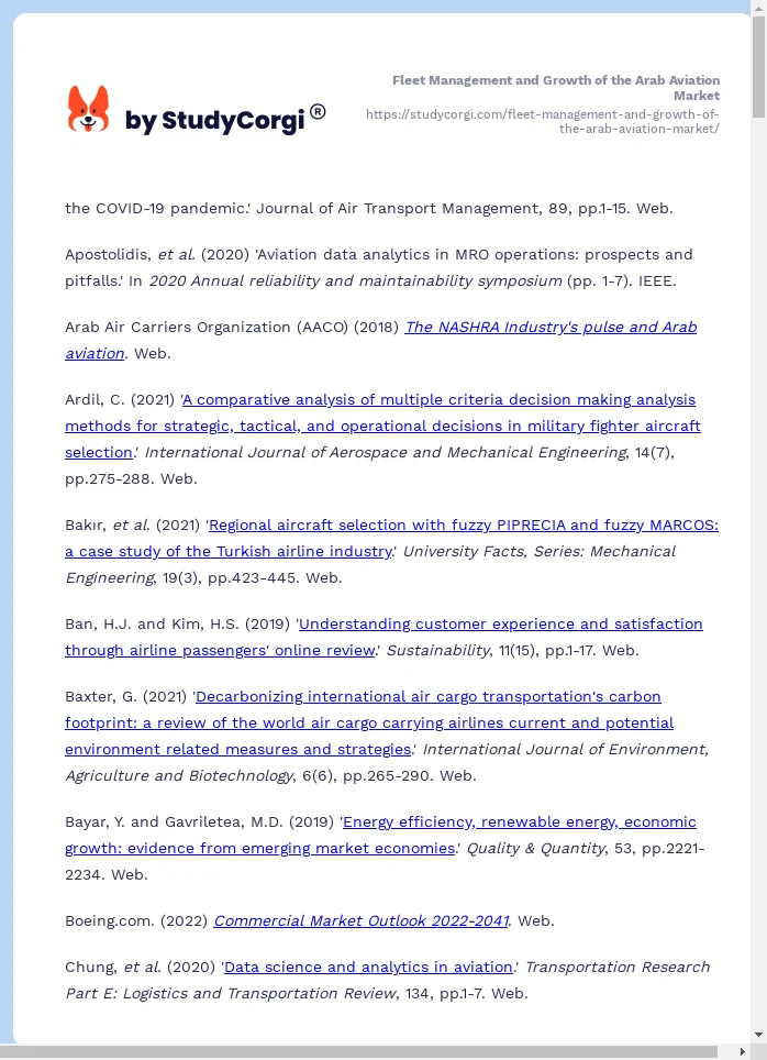 Fleet Management and Growth of the Arab Aviation Market. Page 2