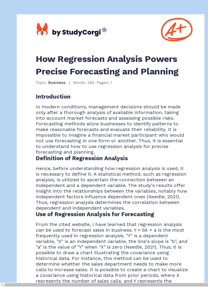 How Regression Analysis Powers Precise Forecasting and Planning. Page 1